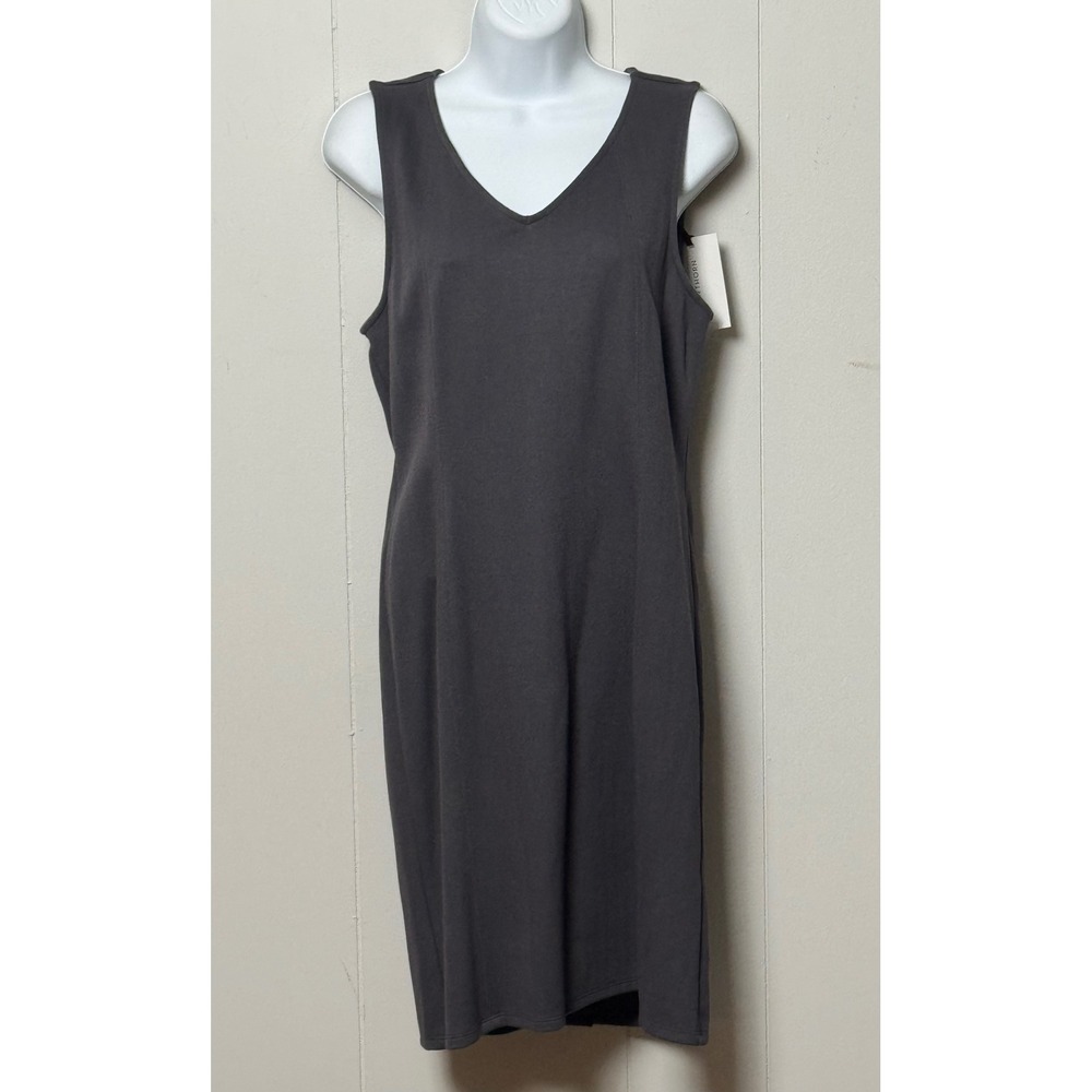 NWT 41 Hawthorn Women's Sleeveless V-Neck Sheath Dress Charcoal Gray Size Medium